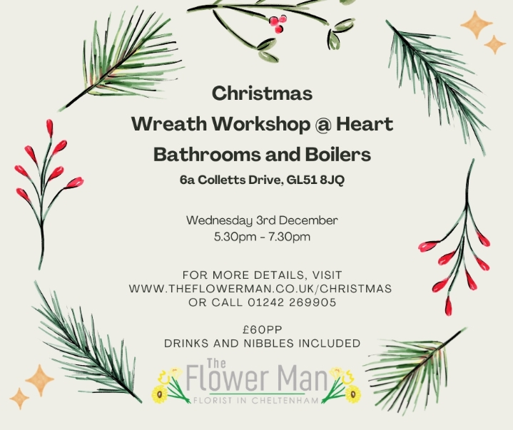 Christmas Wreath Work Shop at Heart Bathrooms (Cheltenham)